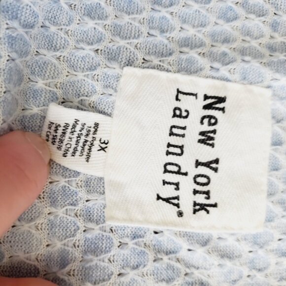 New York Laundry Thermal Lagenlook Boho Button Tie Lounge Top 3X - Picture 5 of 8